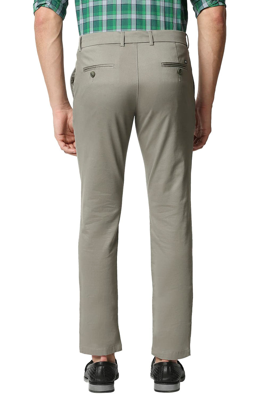 BASICS TAPERED FIT ROCKRIDGE GREY STRETCH TROUSERS