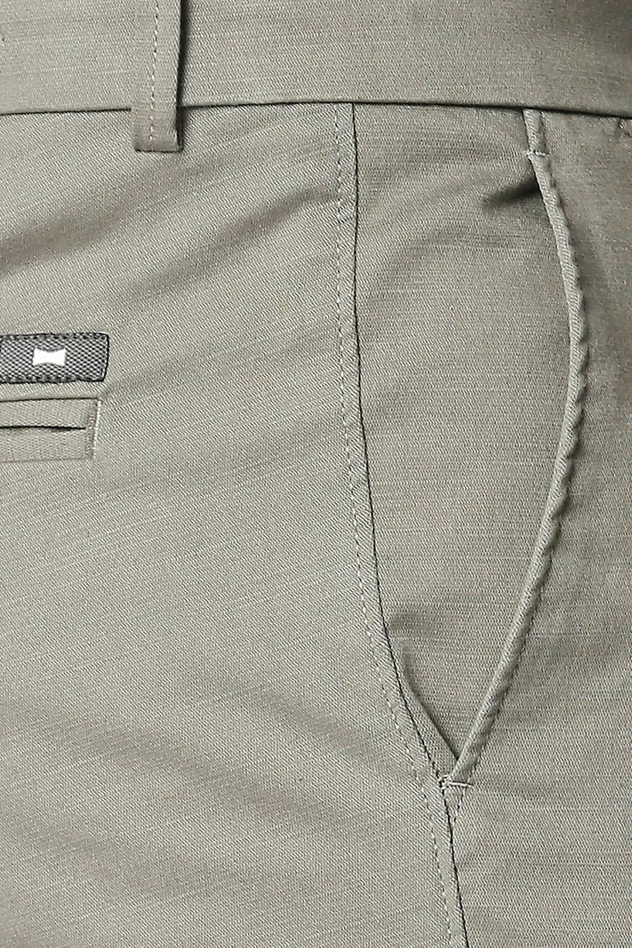 BASICS TAPERED FIT ROCKRIDGE GREY STRETCH TROUSERS