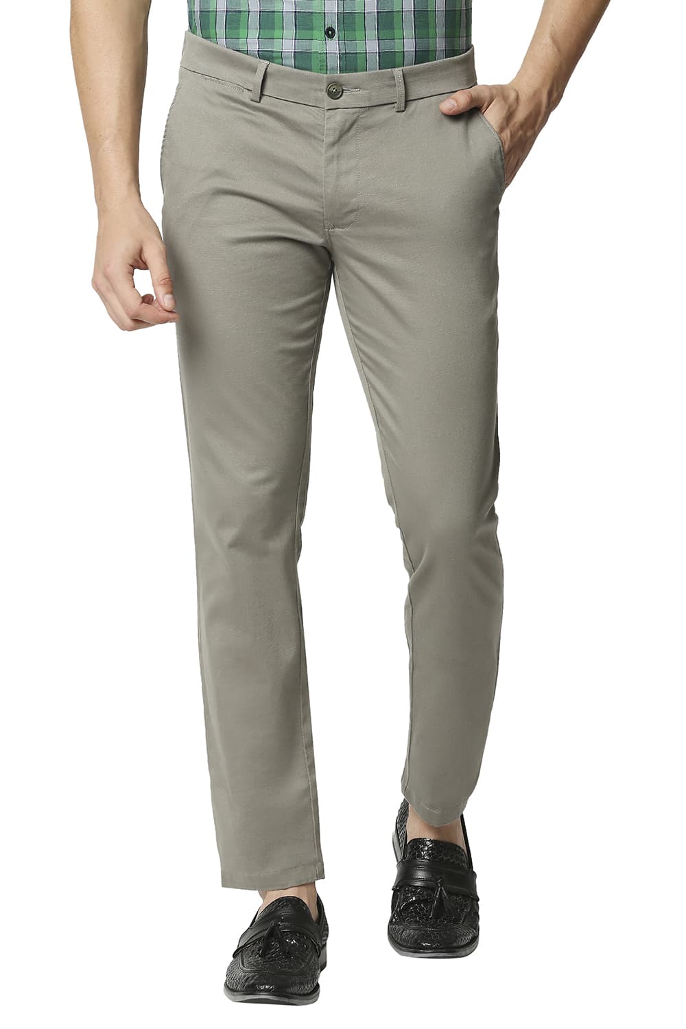 BASICS TAPERED FIT STRETCH TROUSERS