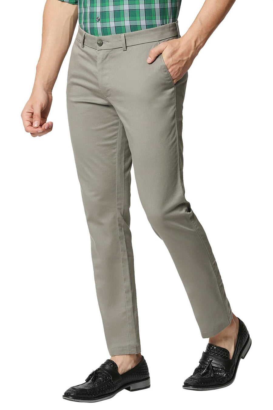 BASICS TAPERED FIT ROCKRIDGE GREY STRETCH TROUSERS