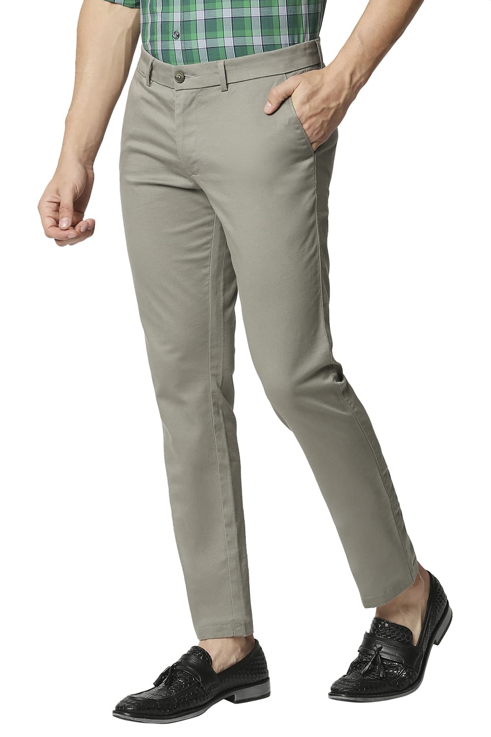 BASICS TAPERED FIT STRETCH TROUSERS