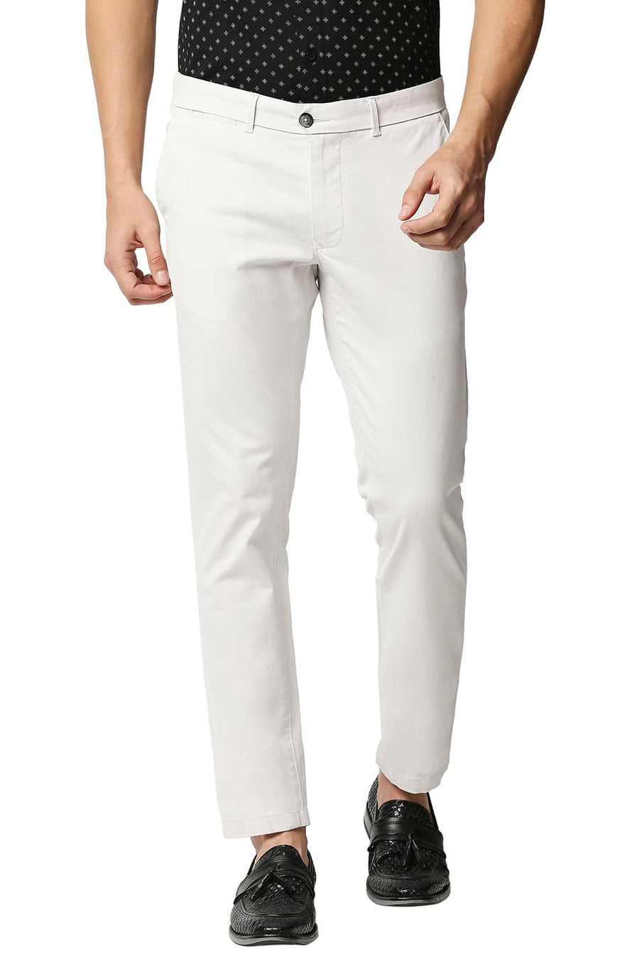 BASICS TAPERED FIT NIMBUS GREY STRETCH TROUSERS