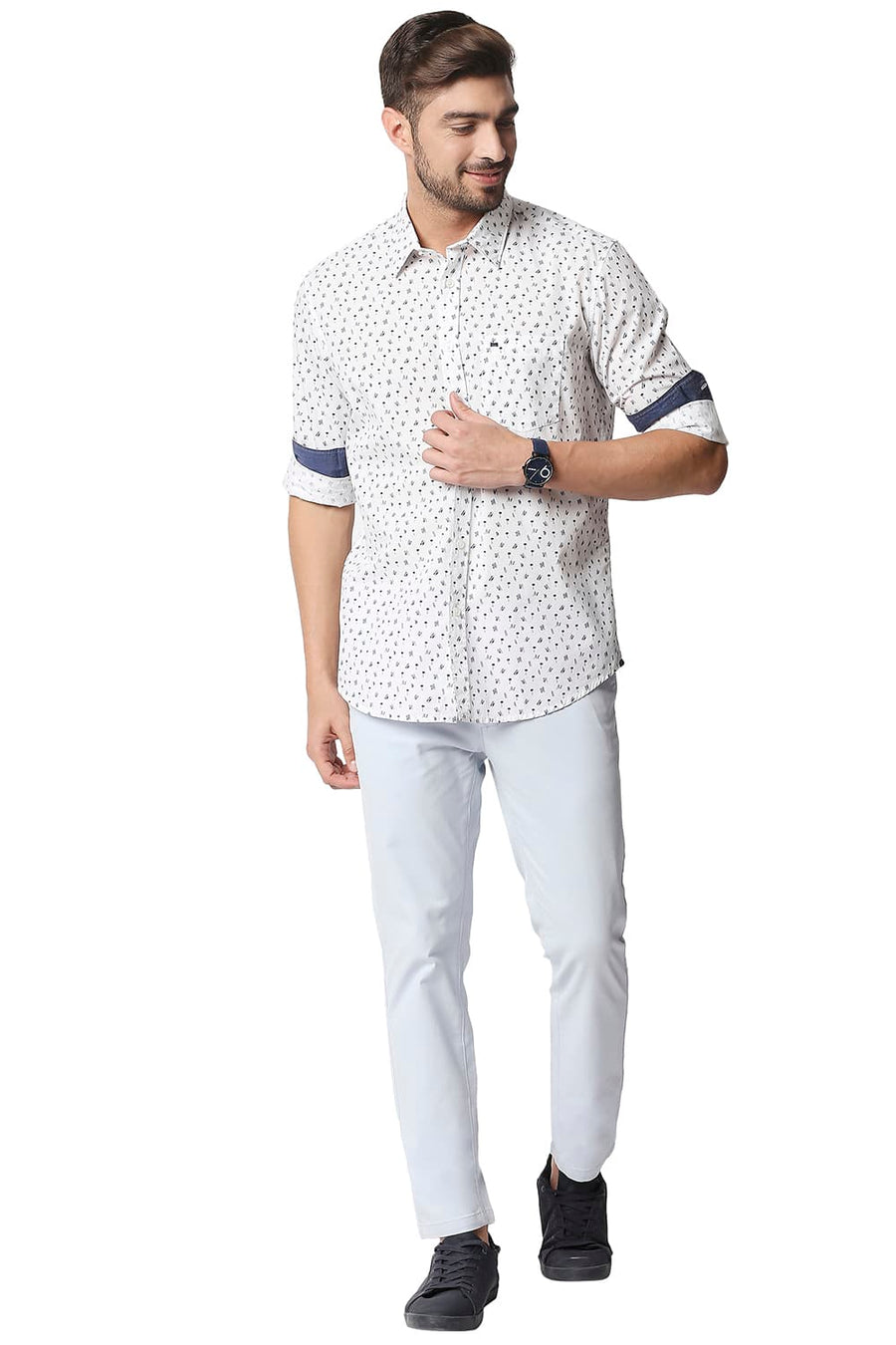 BASICS TAPERED FIT BALLAD BLUE STRETCH TROUSERS