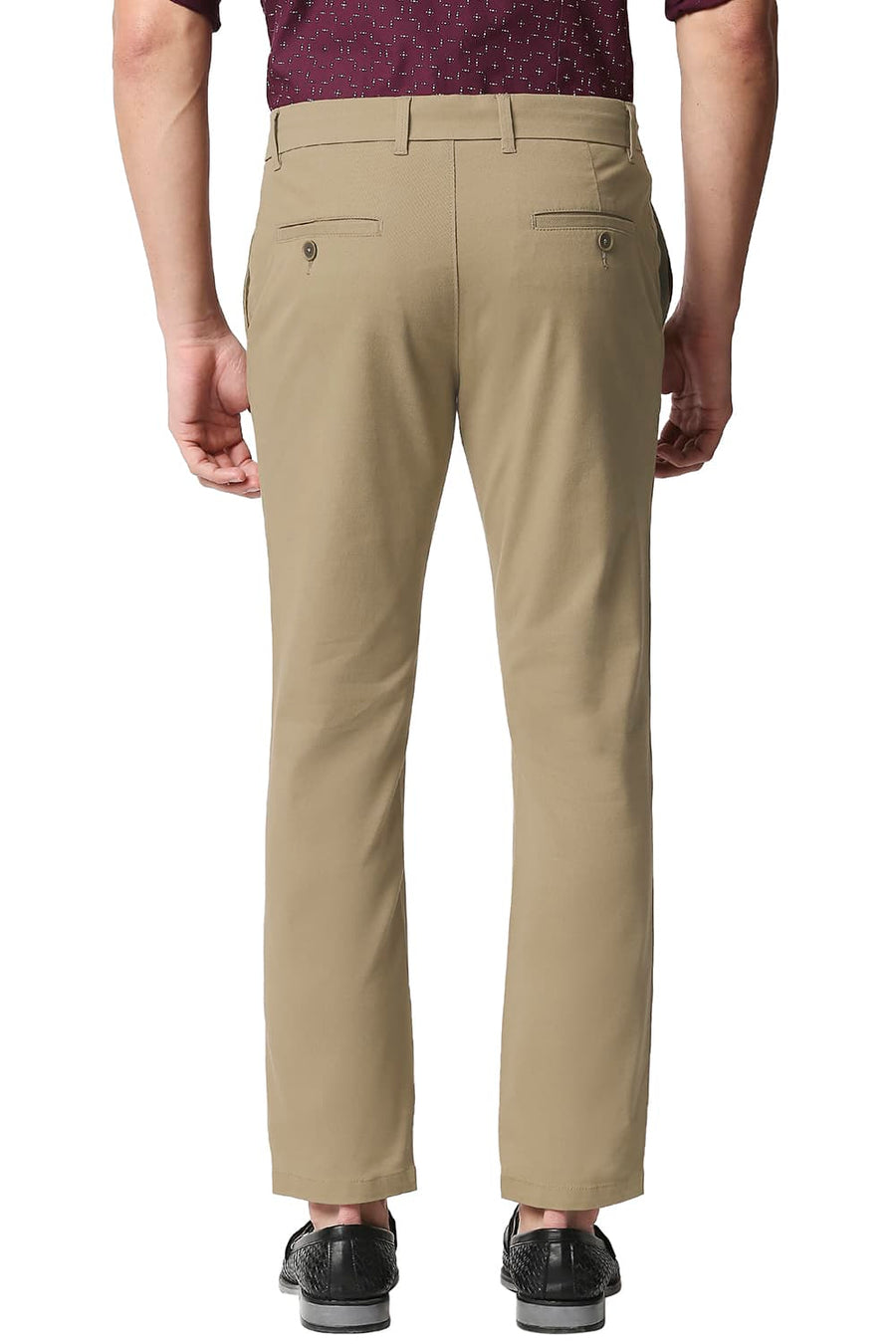 BASICS TAPERED FIT OAK BROWN STRETCH TROUSERS