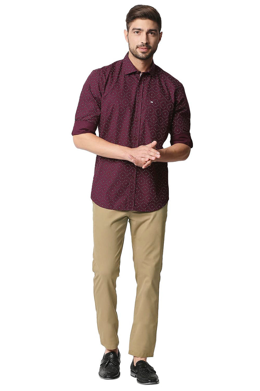 BASICS TAPERED FIT OAK BROWN STRETCH TROUSERS