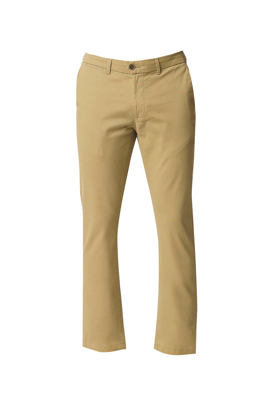 BASICS TAPERED FIT OAK BROWN STRETCH TROUSERS