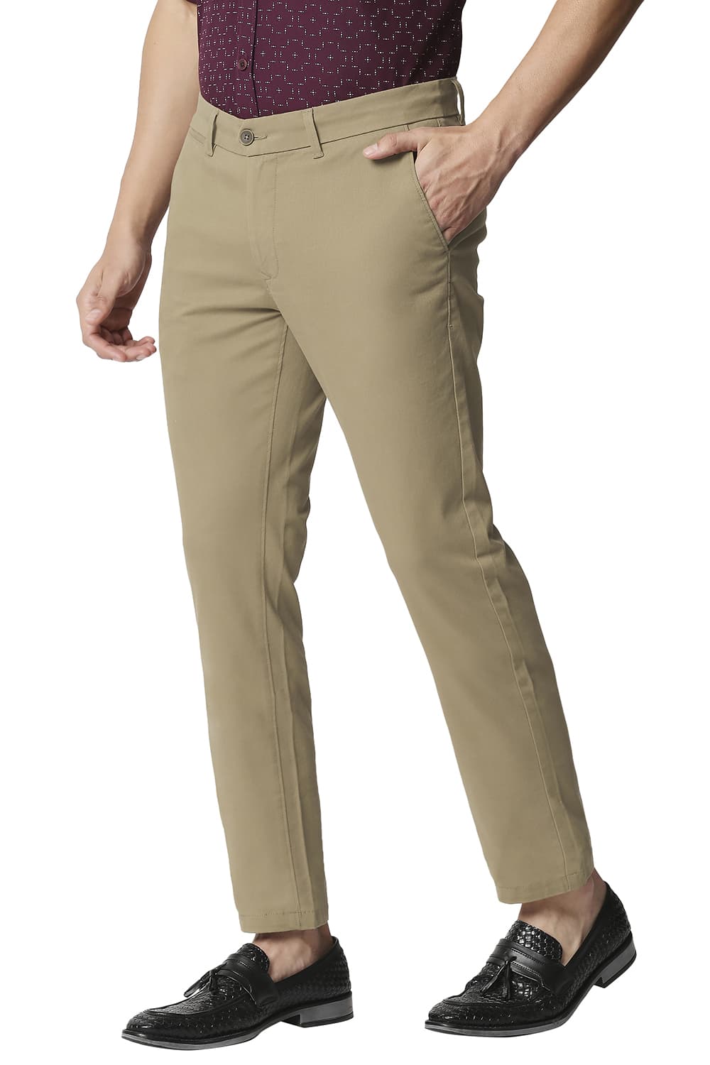 BASICS TAPERED FIT STRETCH TROUSERS