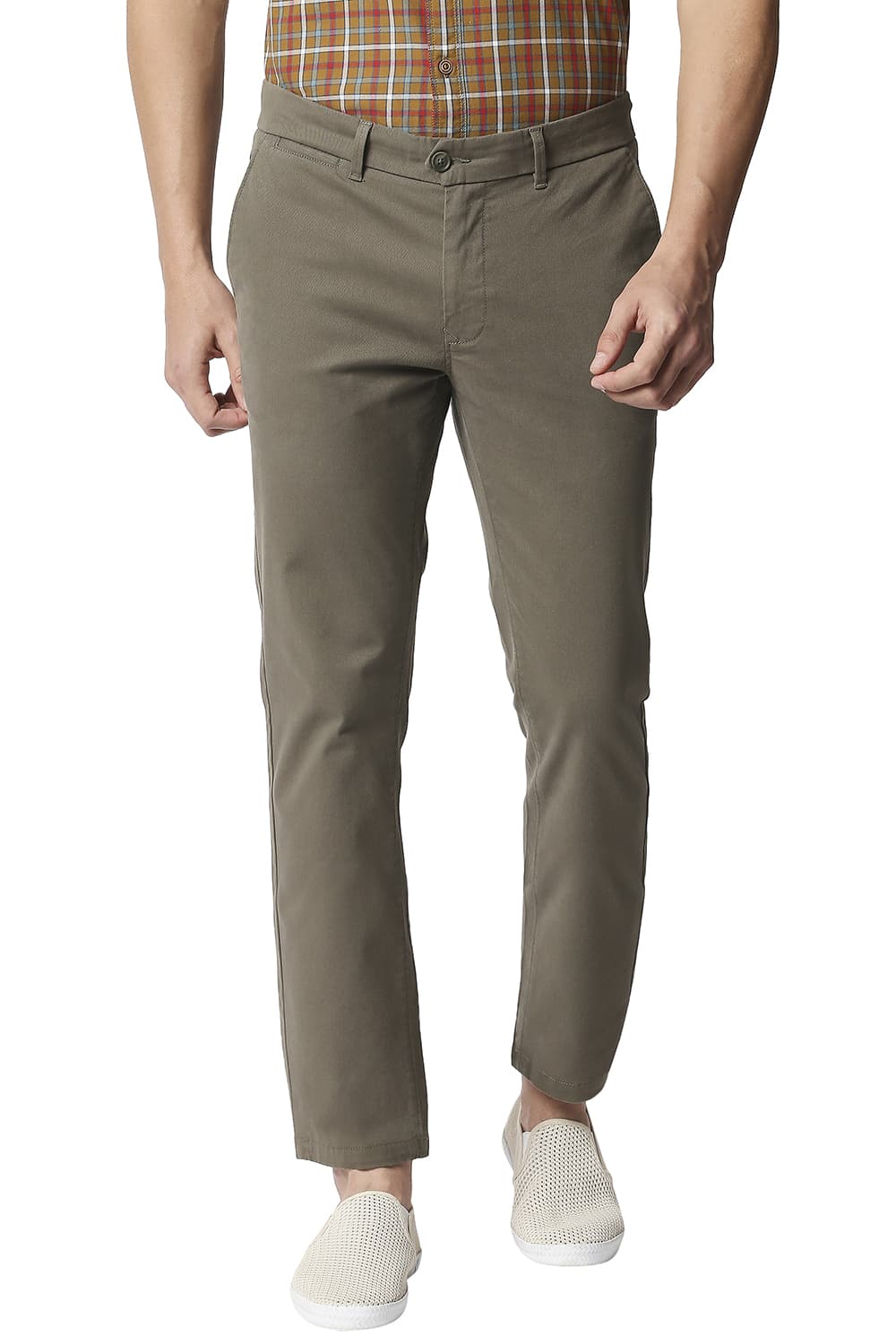 BASICS TAPERED FIT STRETCH TROUSERS