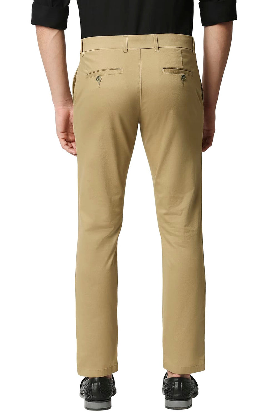 BASICS TAPERED FIT LARK KHAKHI STRETCH TROUSERS