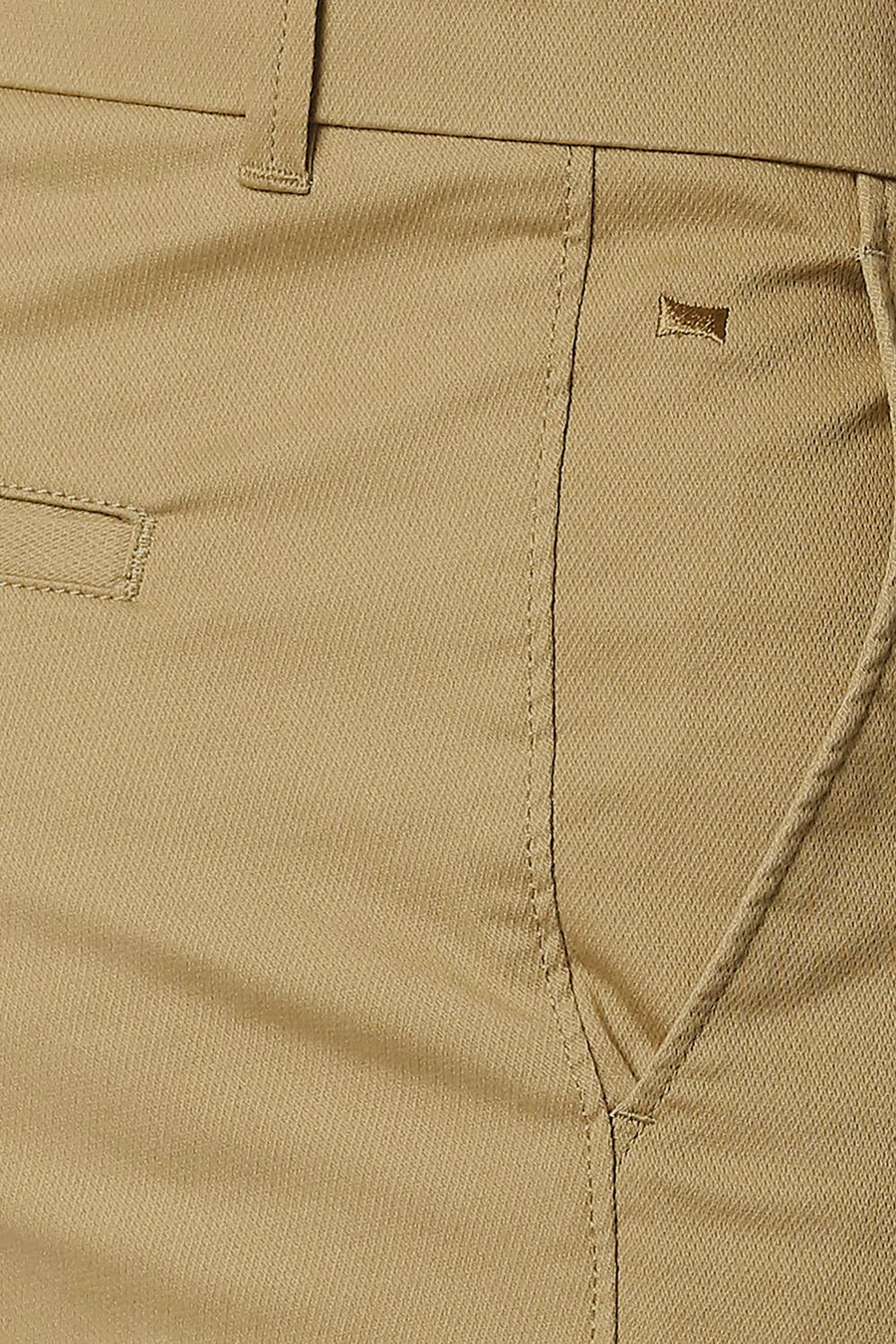 BASICS TAPERED FIT LARK KHAKHI STRETCH TROUSERS