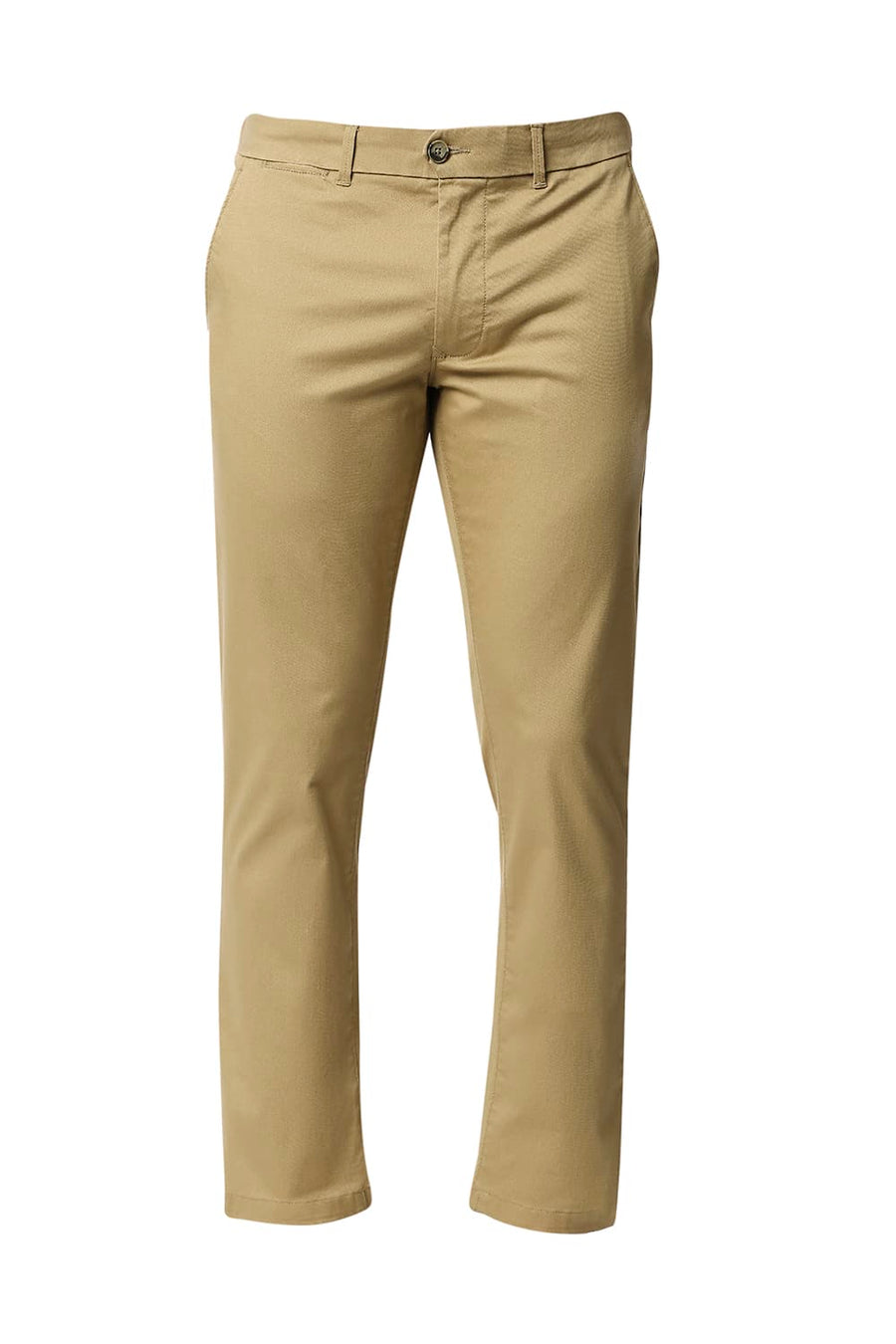 BASICS TAPERED FIT LARK KHAKHI STRETCH TROUSERS