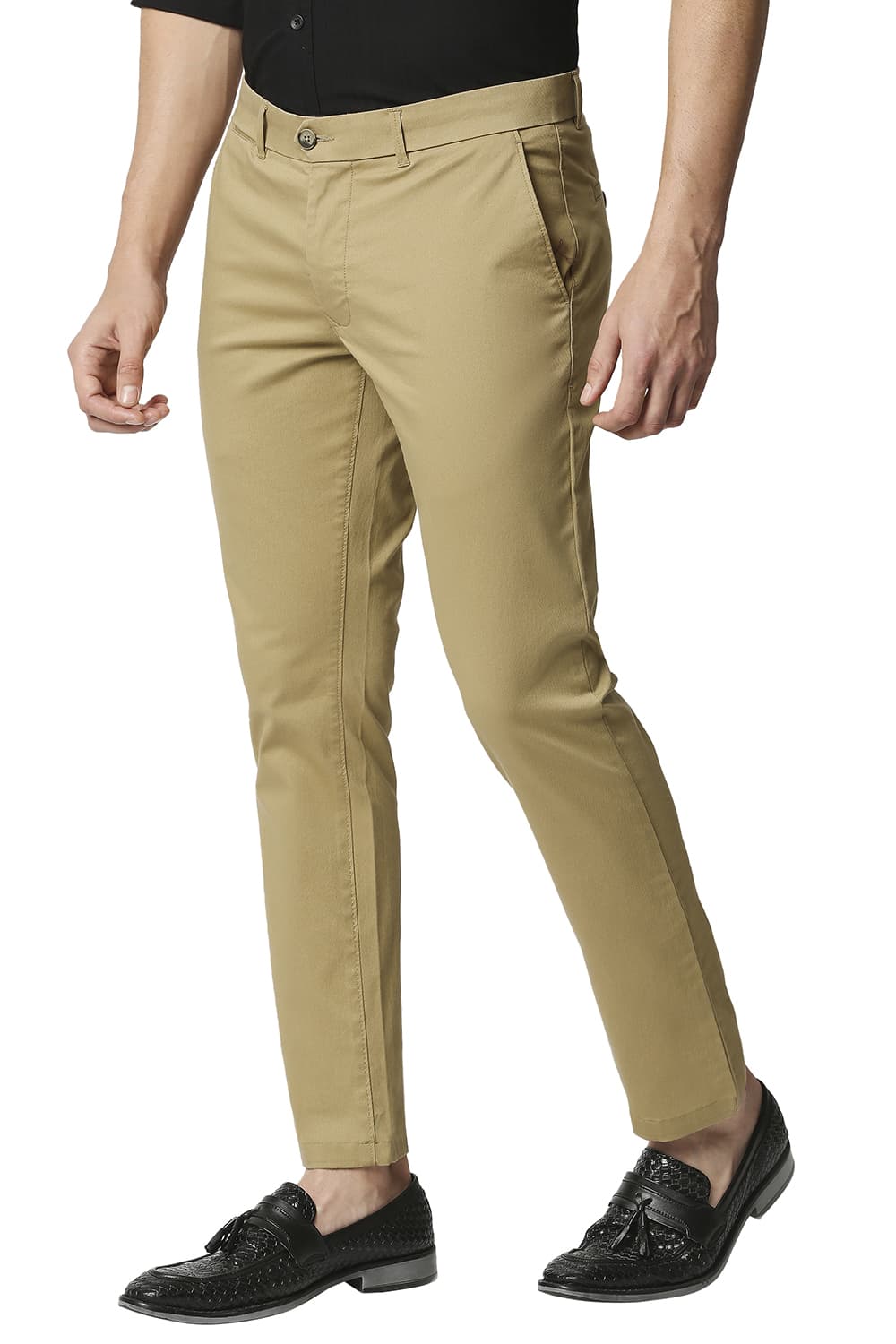 BASICS TAPERED FIT STRETCH TROUSERS