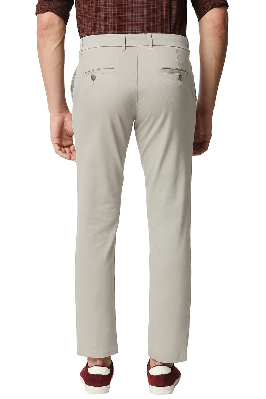 BASICS TAPERED FIT ATMOSPHERE MID BROWN STRETCH TROUSERS