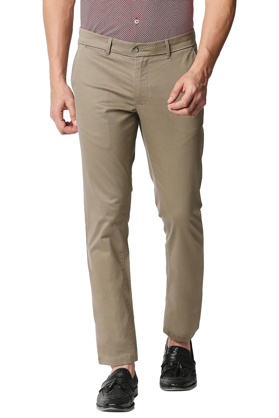 BASICS TAPERED FIT TIMBER BROWN STRETCH TROUSERS