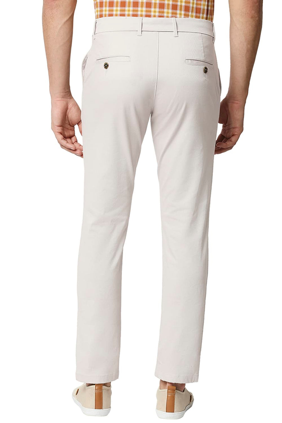 BASICS TAPERED FIT PARCHMENT STONE STRETCH TROUSERS