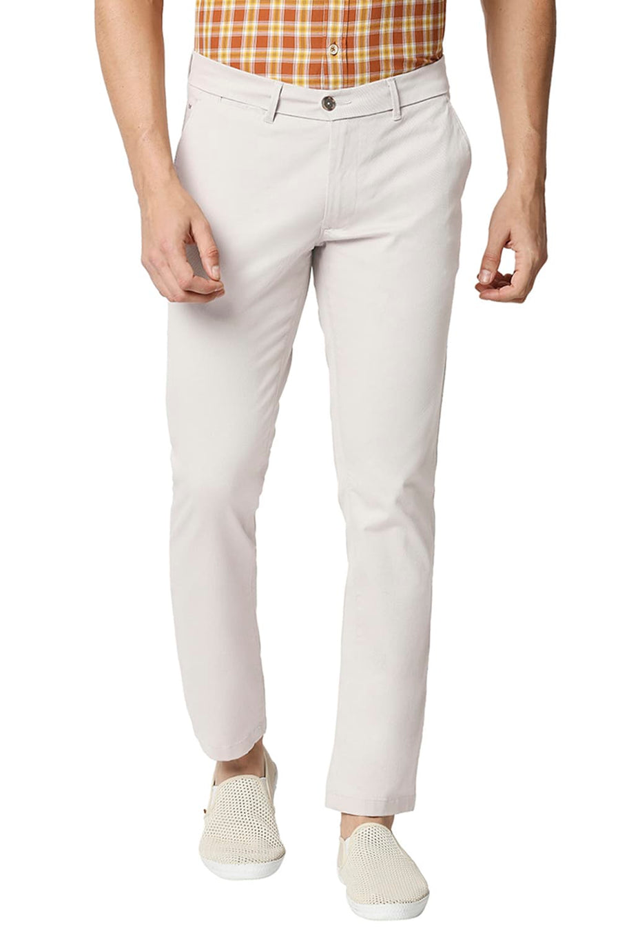 BASICS TAPERED FIT PARCHMENT STONE STRETCH TROUSERS