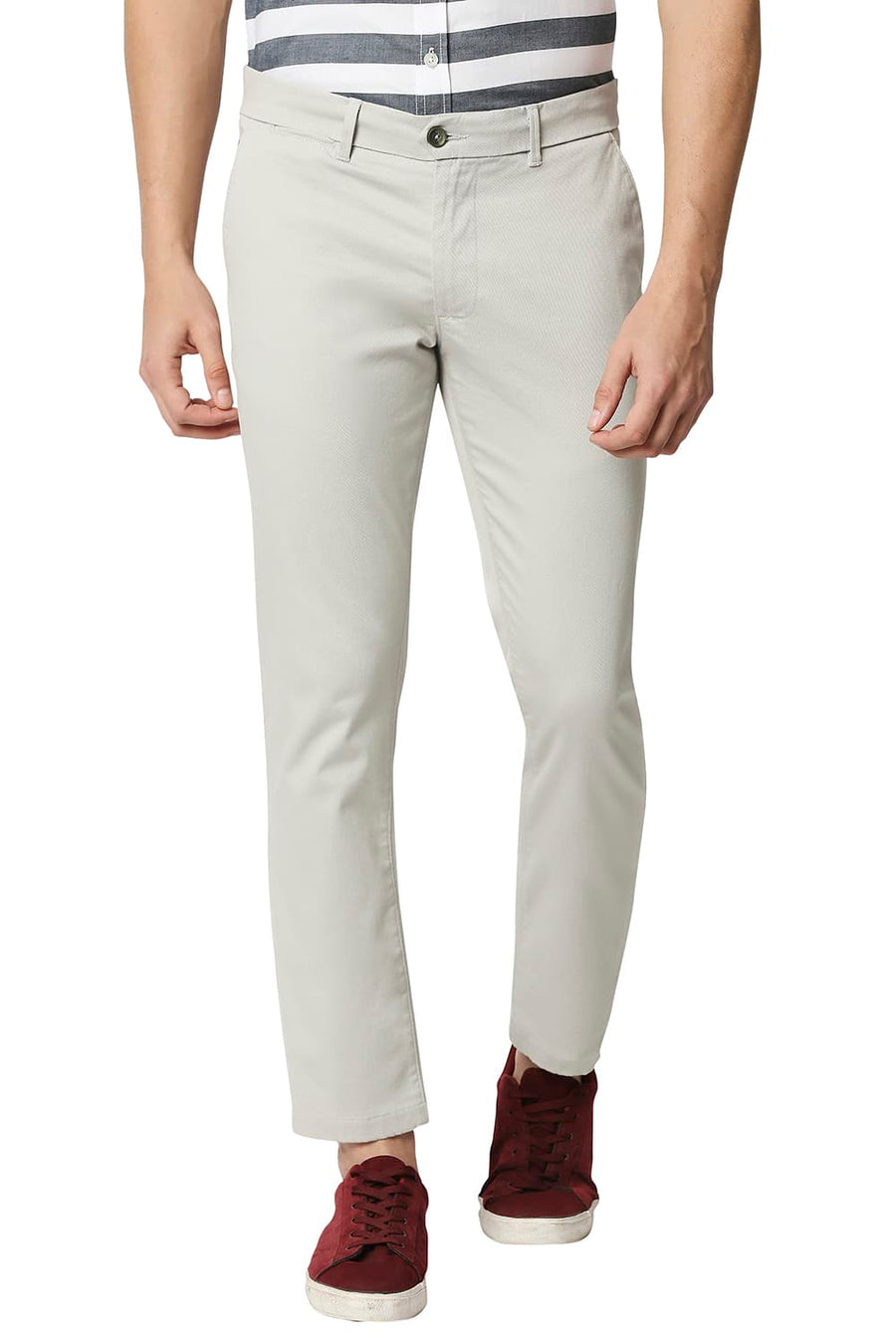 BASICS TAPERED FIT BELGIAN GREY STRETCH TROUSERS
