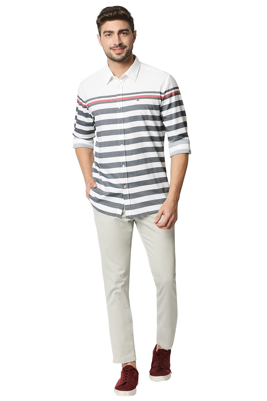 BASICS TAPERED FIT BELGIAN GREY STRETCH TROUSERS