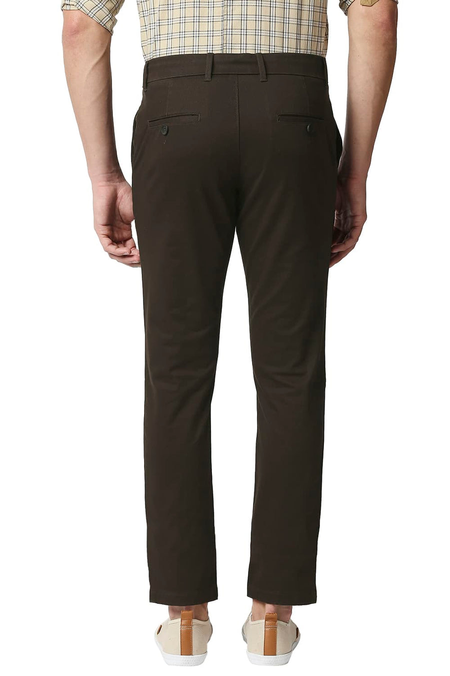 BASICS TAPERED FIT DEMITASSE COFFEE STRETCH TROUSERS