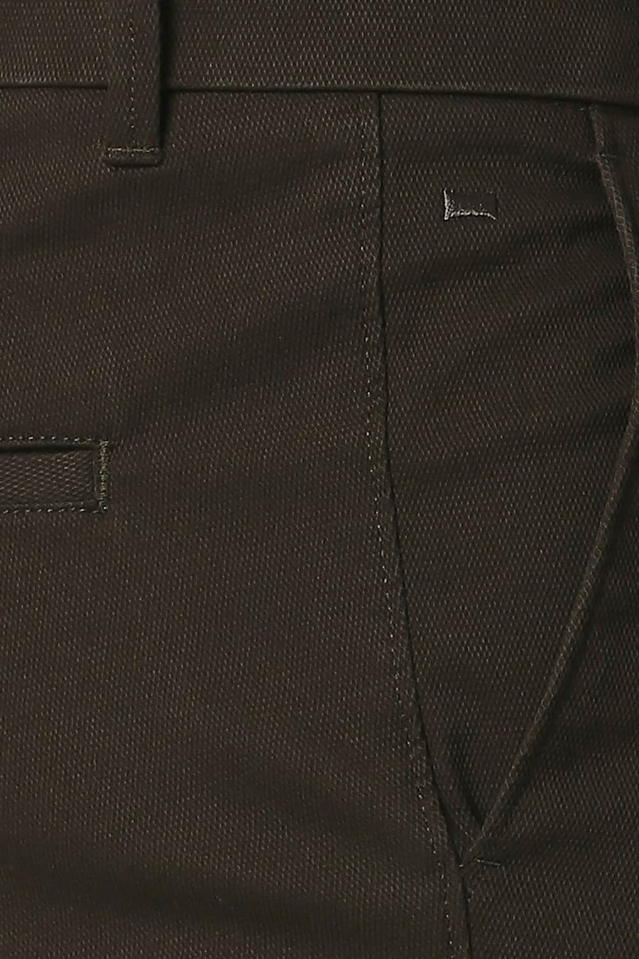 BASICS TAPERED FIT DEMITASSE COFFEE STRETCH TROUSERS