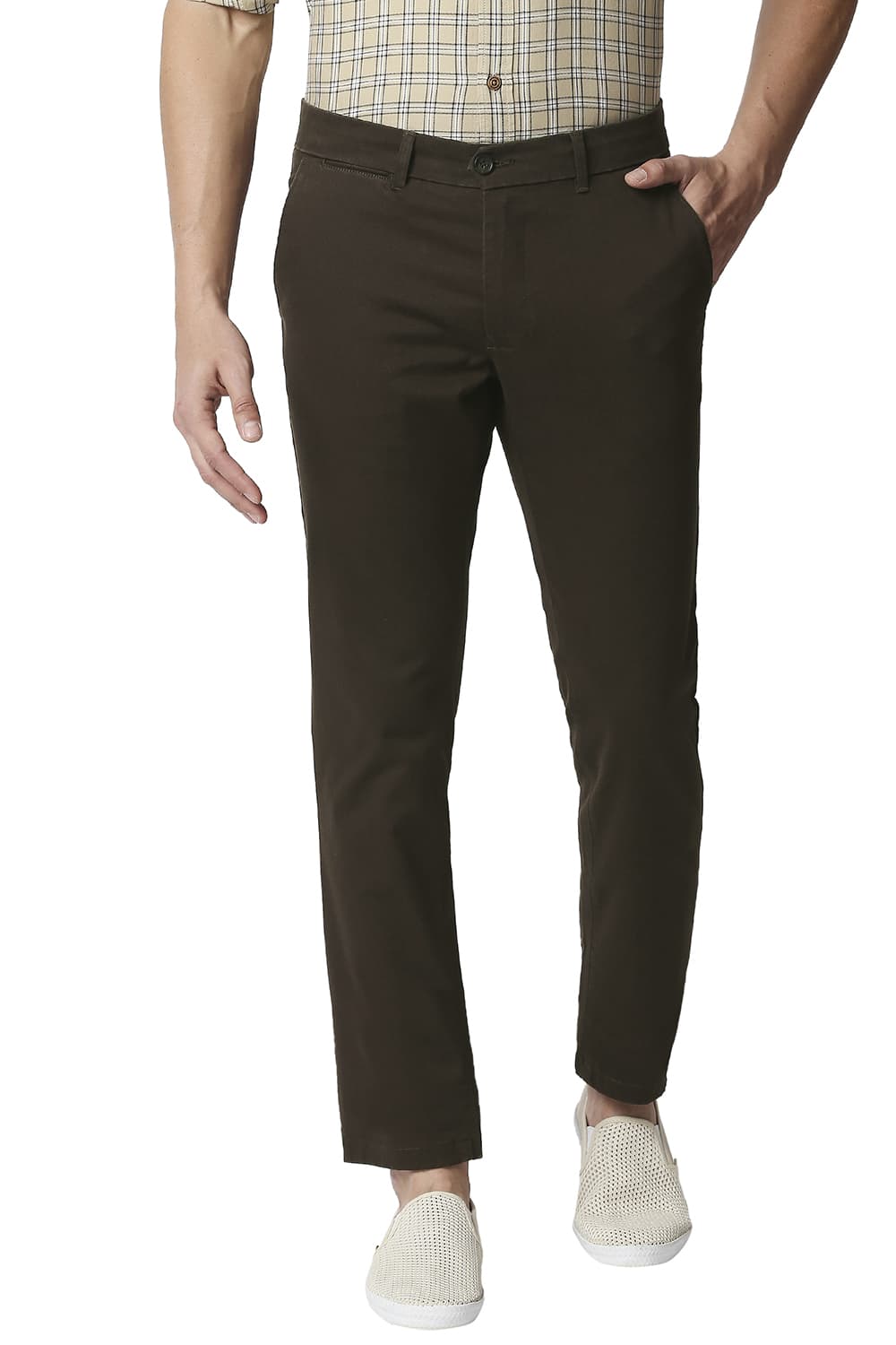 BASICS TAPERED FIT STRETCH TROUSERS