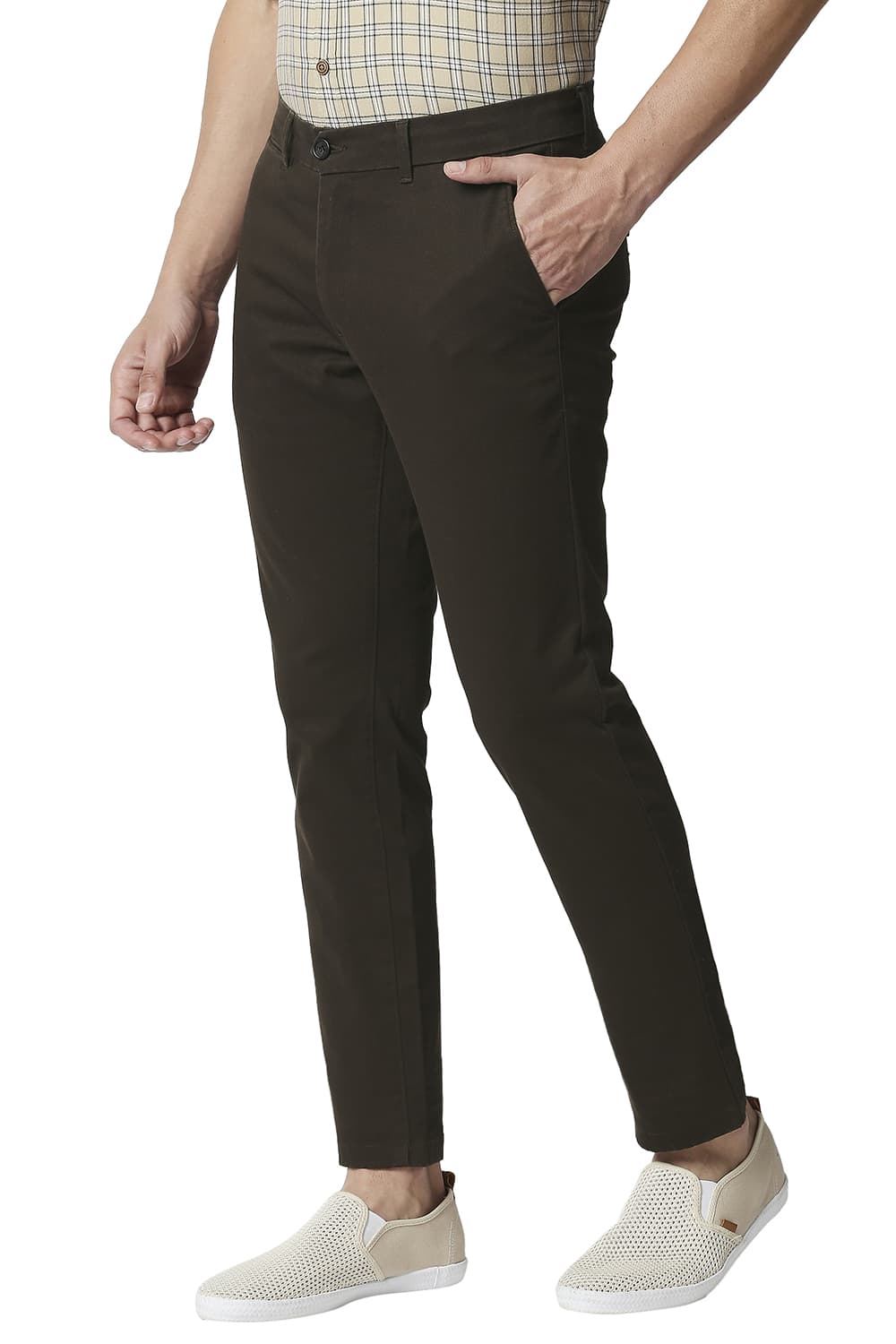 BASICS TAPERED FIT STRETCH TROUSERS