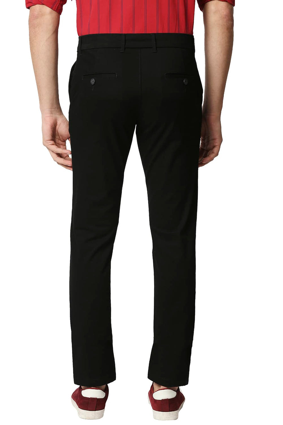 BASICS TAPERED FIT RAVEN BLACK STRETCH TROUSERS