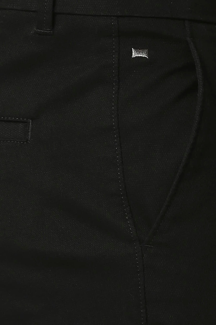 BASICS TAPERED FIT RAVEN BLACK STRETCH TROUSERS