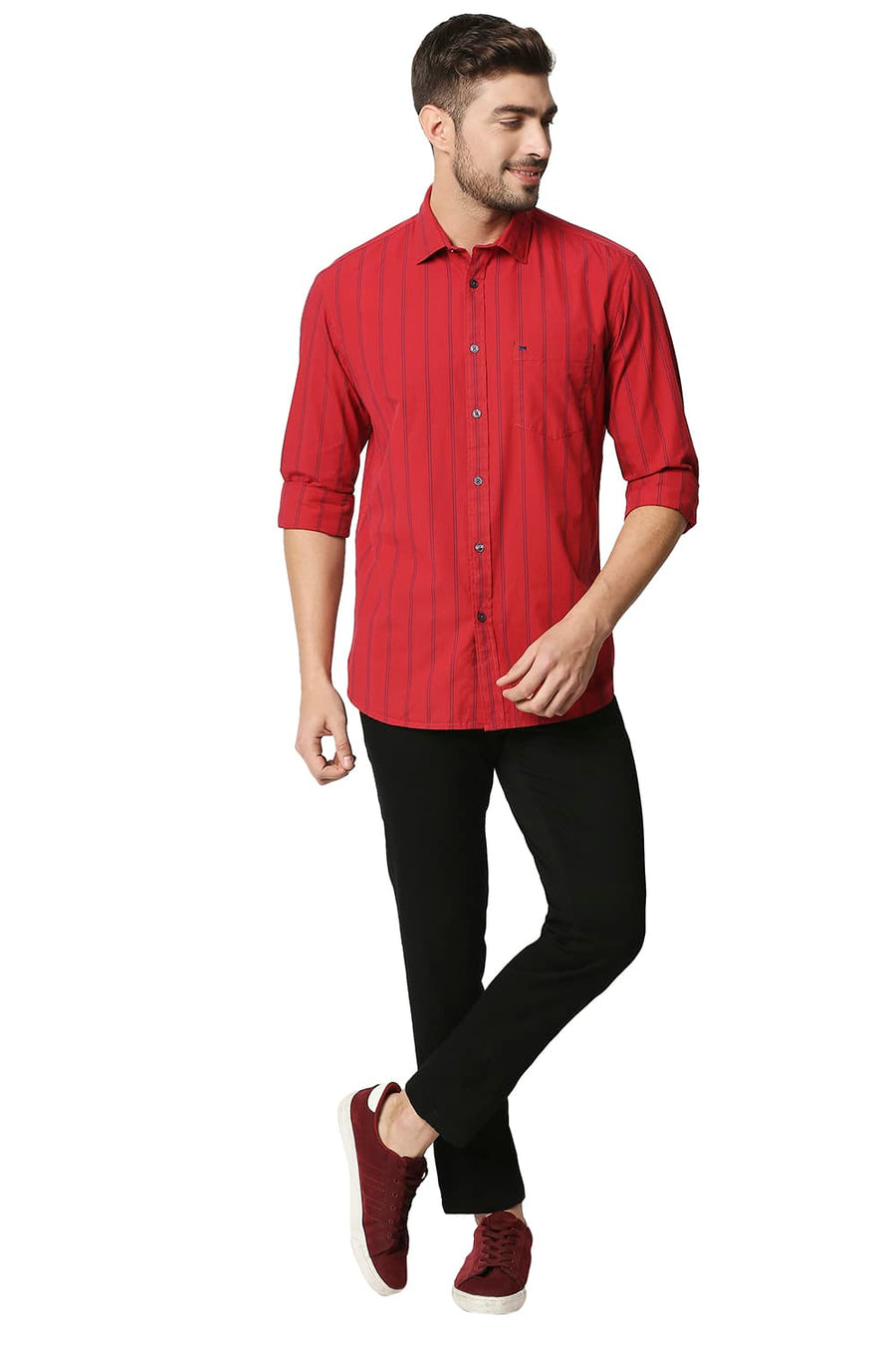 BASICS TAPERED FIT RAVEN BLACK STRETCH TROUSERS