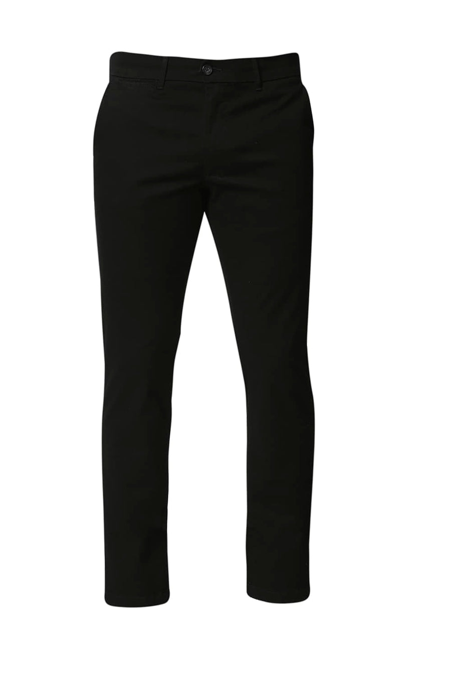 BASICS TAPERED FIT RAVEN BLACK STRETCH TROUSERS