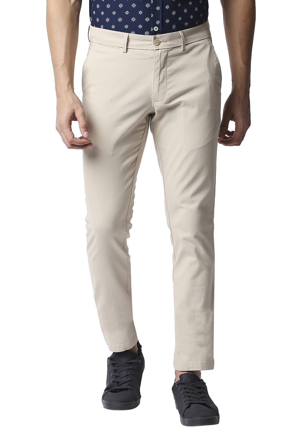 BASICS TAPERED FIT STRETCH TROUSERS