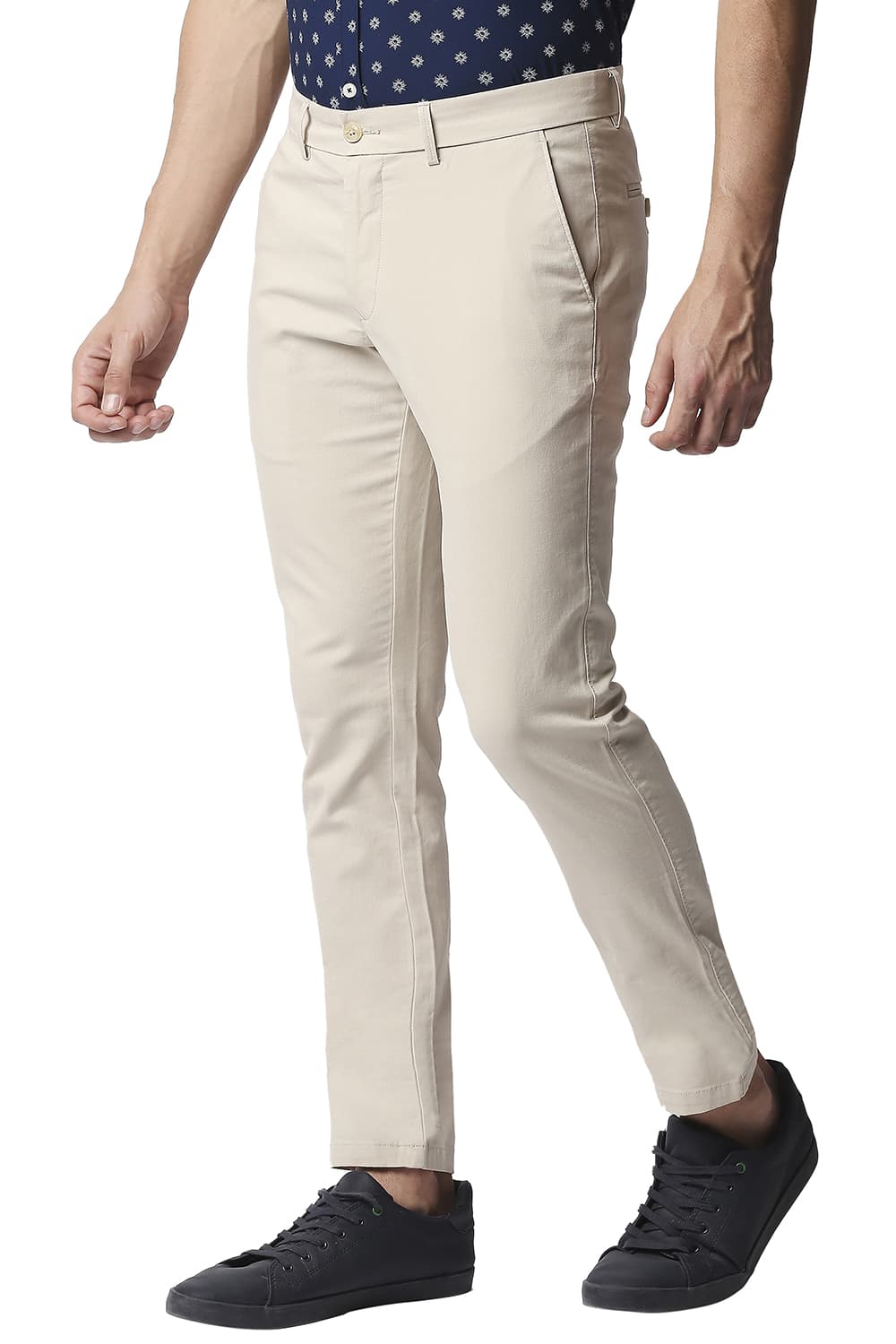 BASICS TAPERED FIT STRETCH TROUSERS