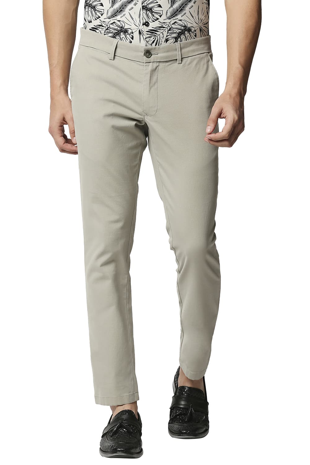 BASICS TAPERED FIT STRETCH TROUSERS