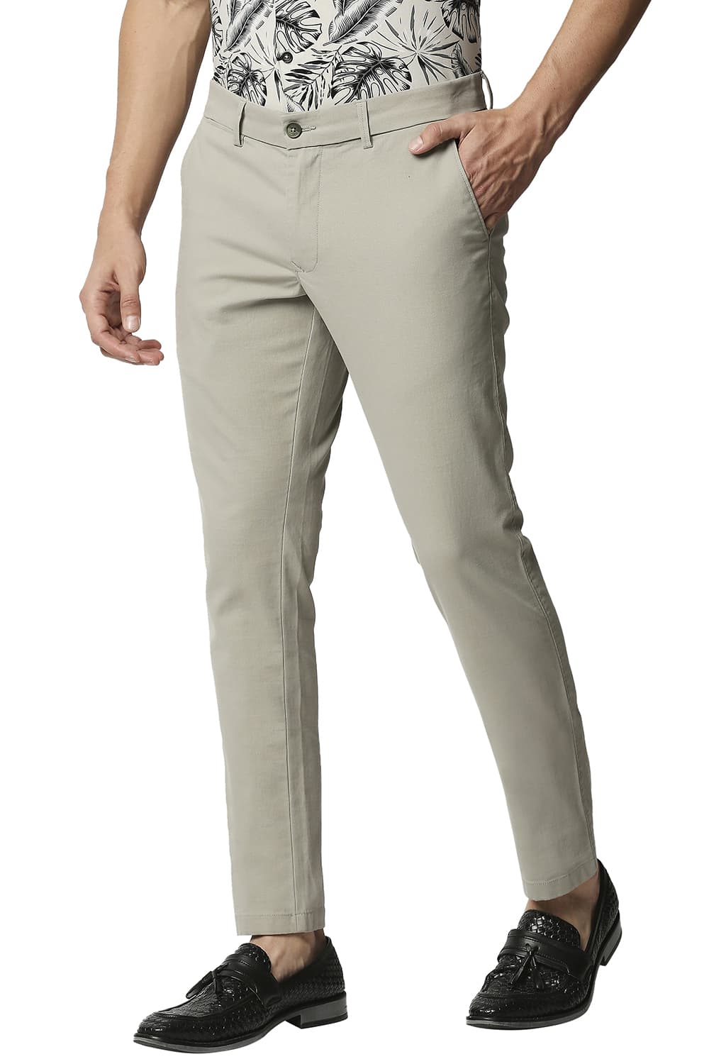 BASICS TAPERED FIT STRETCH TROUSERS