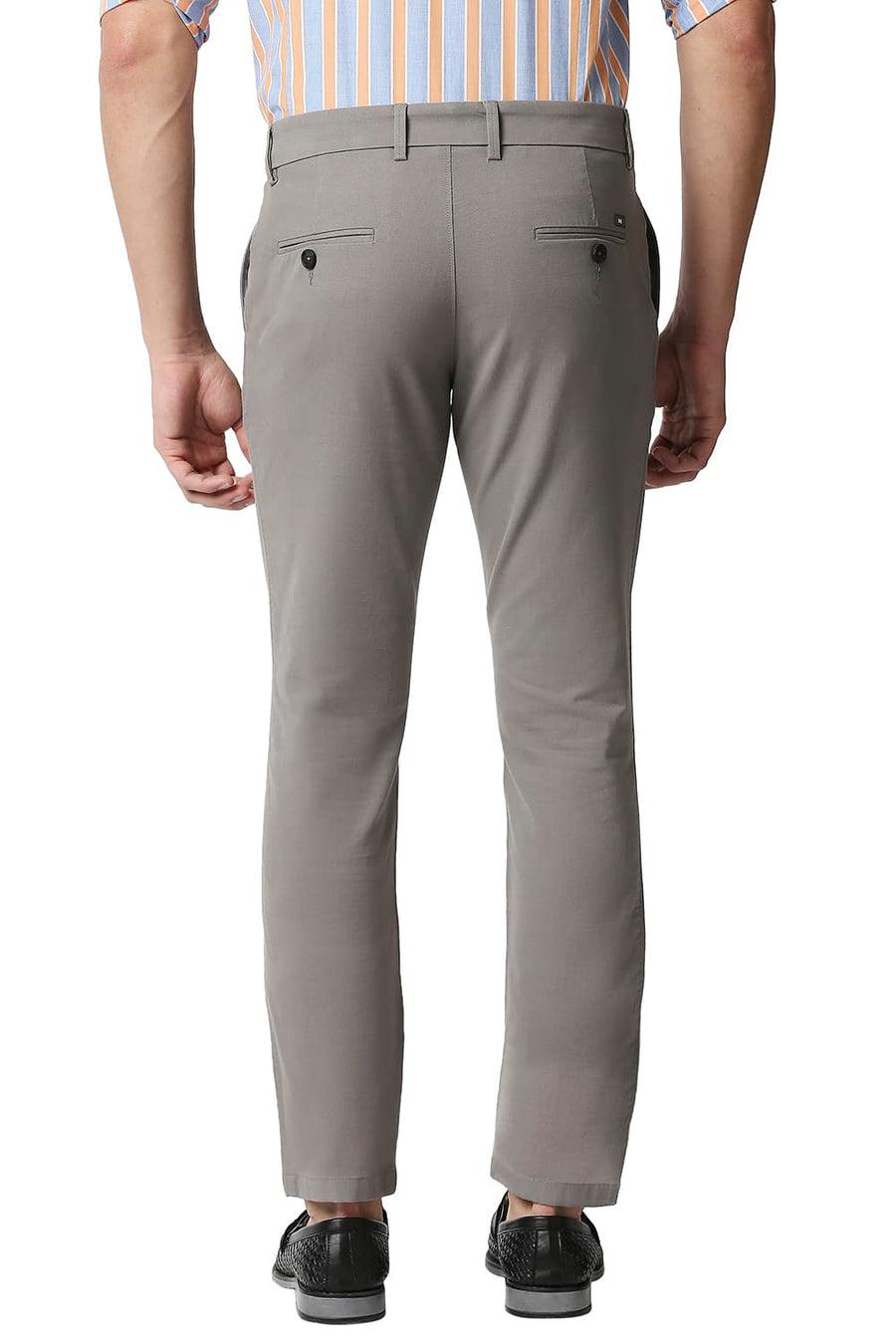 BASICS TAPERED FIT STEEPLE GREY STRETCH TROUSERS
