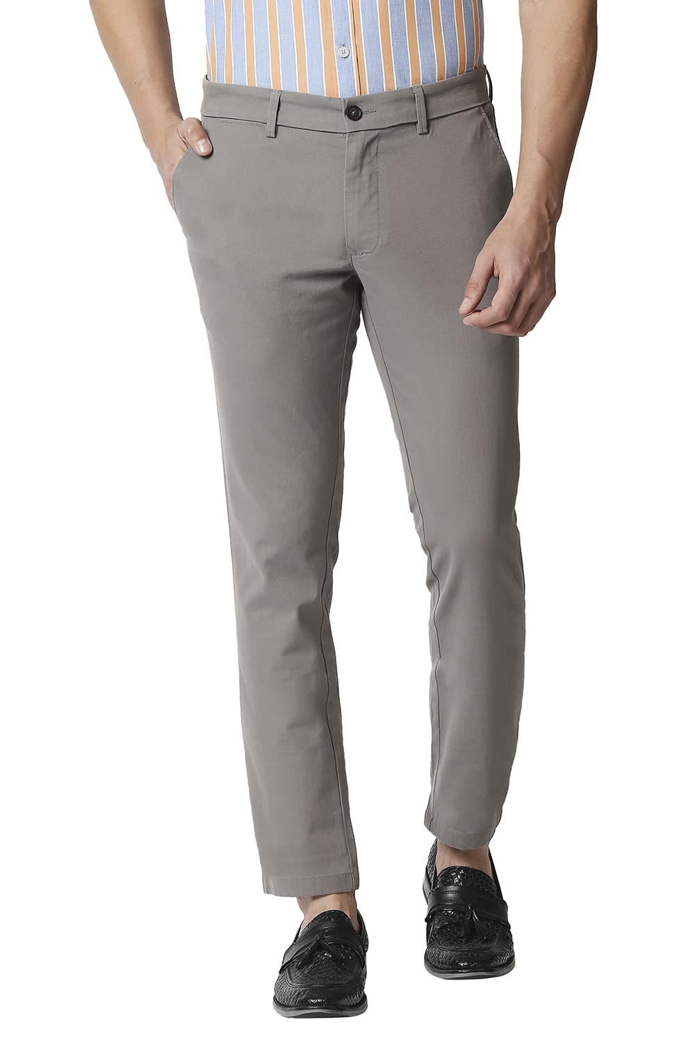 BASICS TAPERED FIT STRETCH TROUSERS