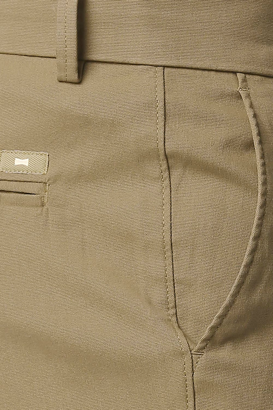 BASICS TAPERED FIT LARK KHAKHI STRETCH TROUSERS