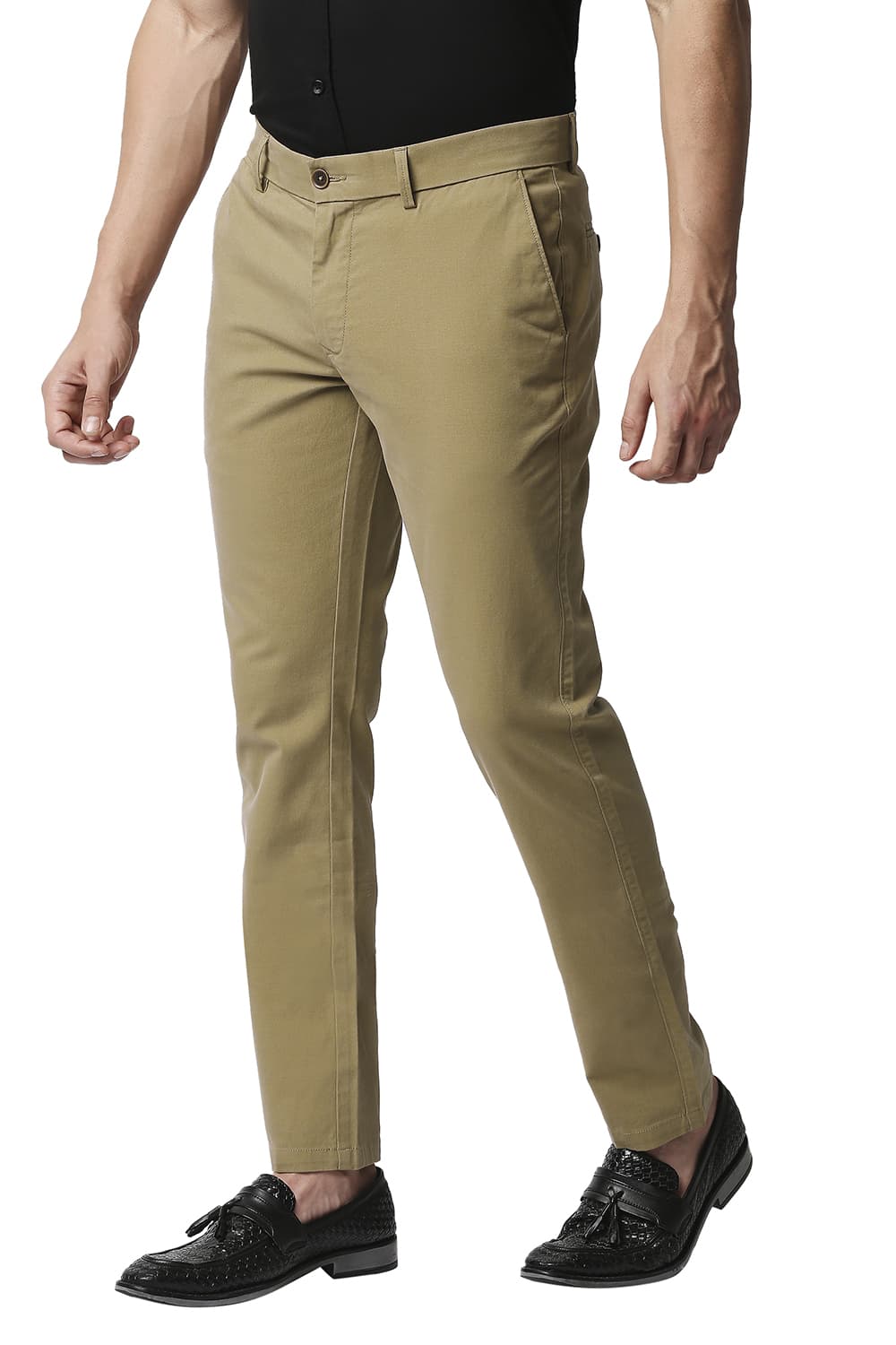 BASICS TAPERED FIT STRETCH TROUSERS