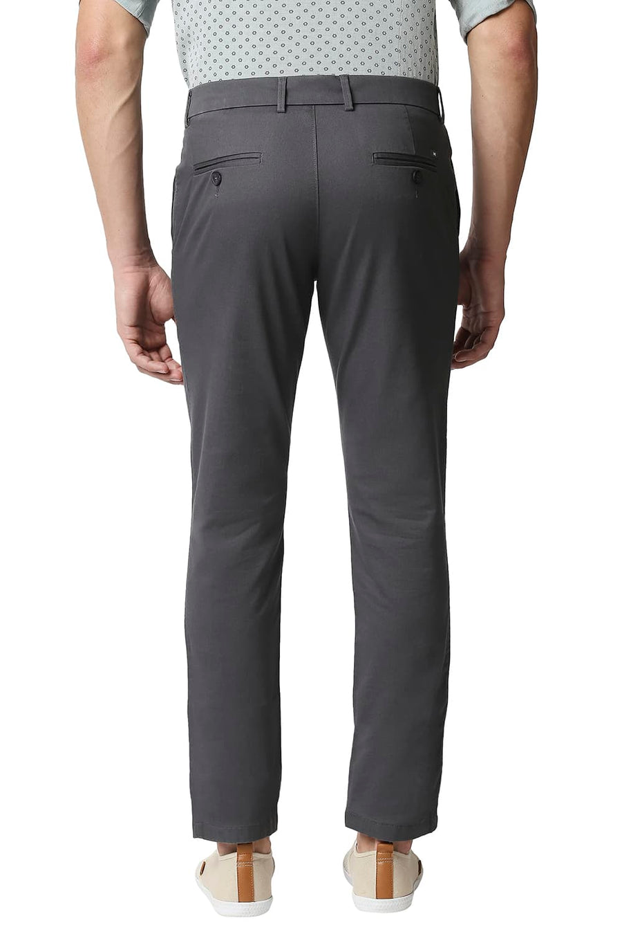 BASICS TAPERED FIT LAVA GREY STRETCH TROUSERS