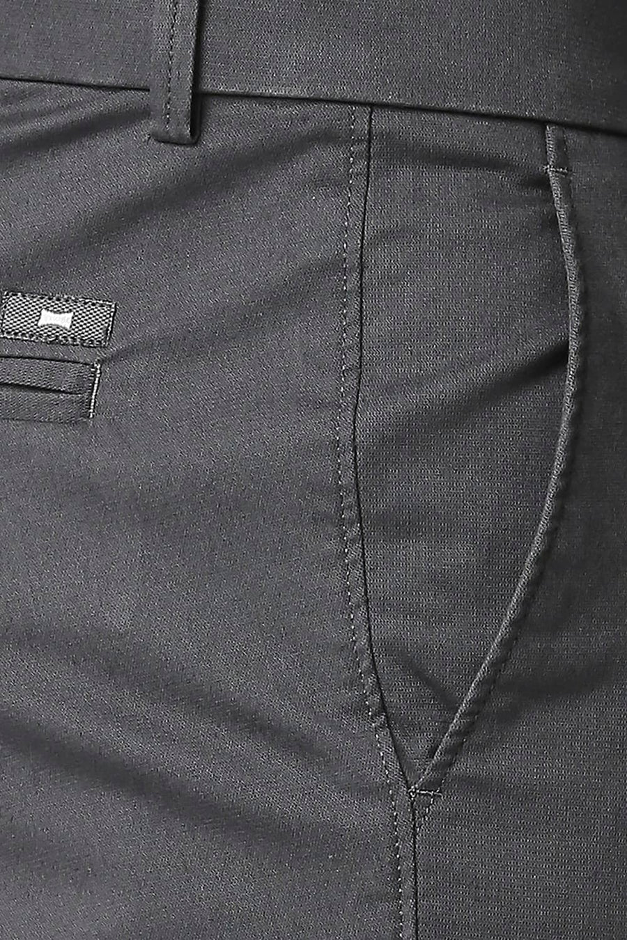 BASICS TAPERED FIT LAVA GREY STRETCH TROUSERS