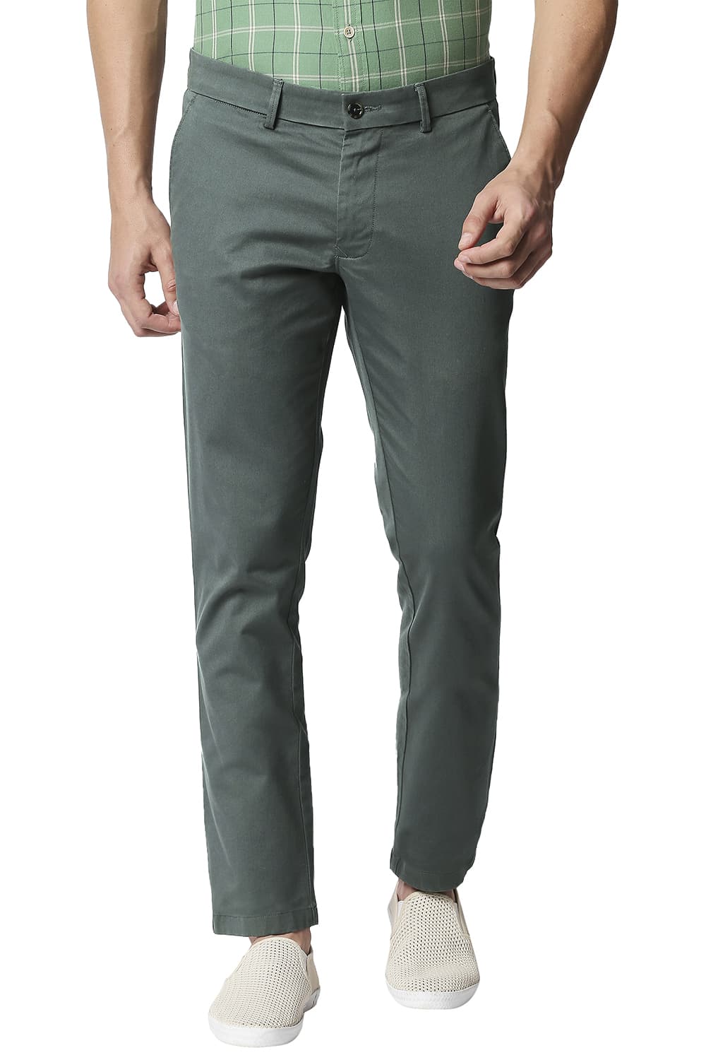 BASICS TAPERED FIT STRETCH TROUSERS