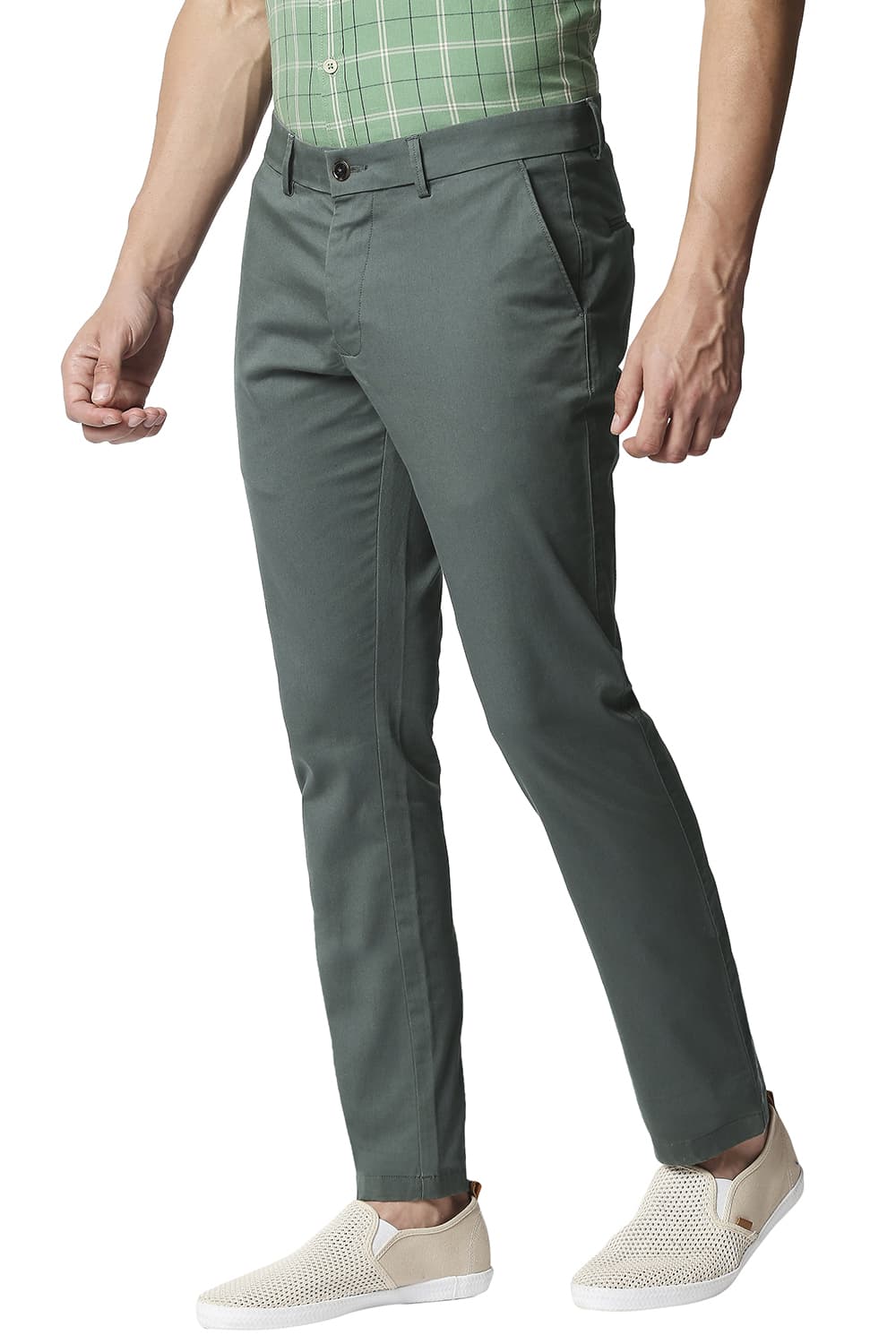 BASICS TAPERED FIT STRETCH TROUSERS