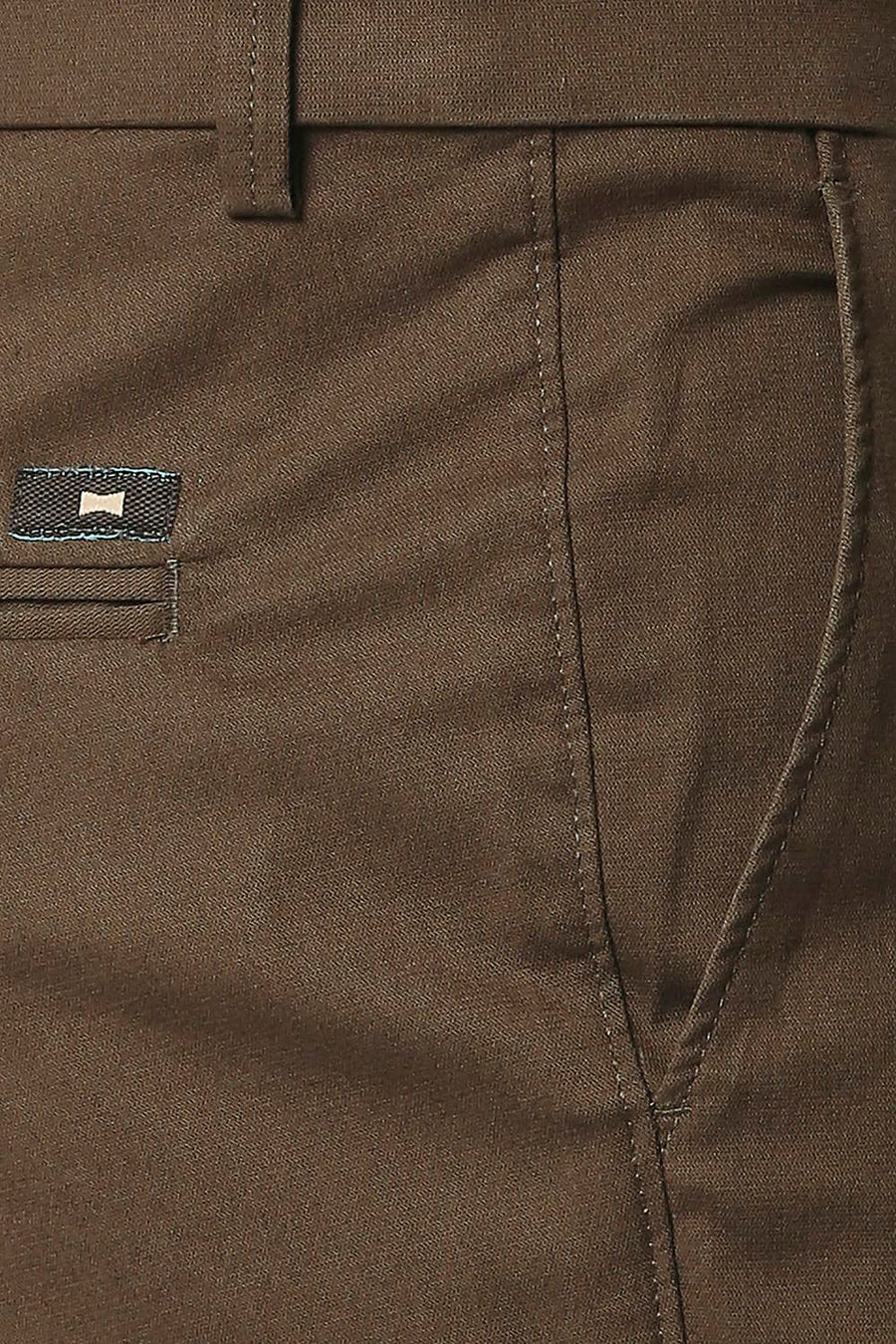 BASICS TAPERED FIT BISON BROWN STRETCH TROUSERS