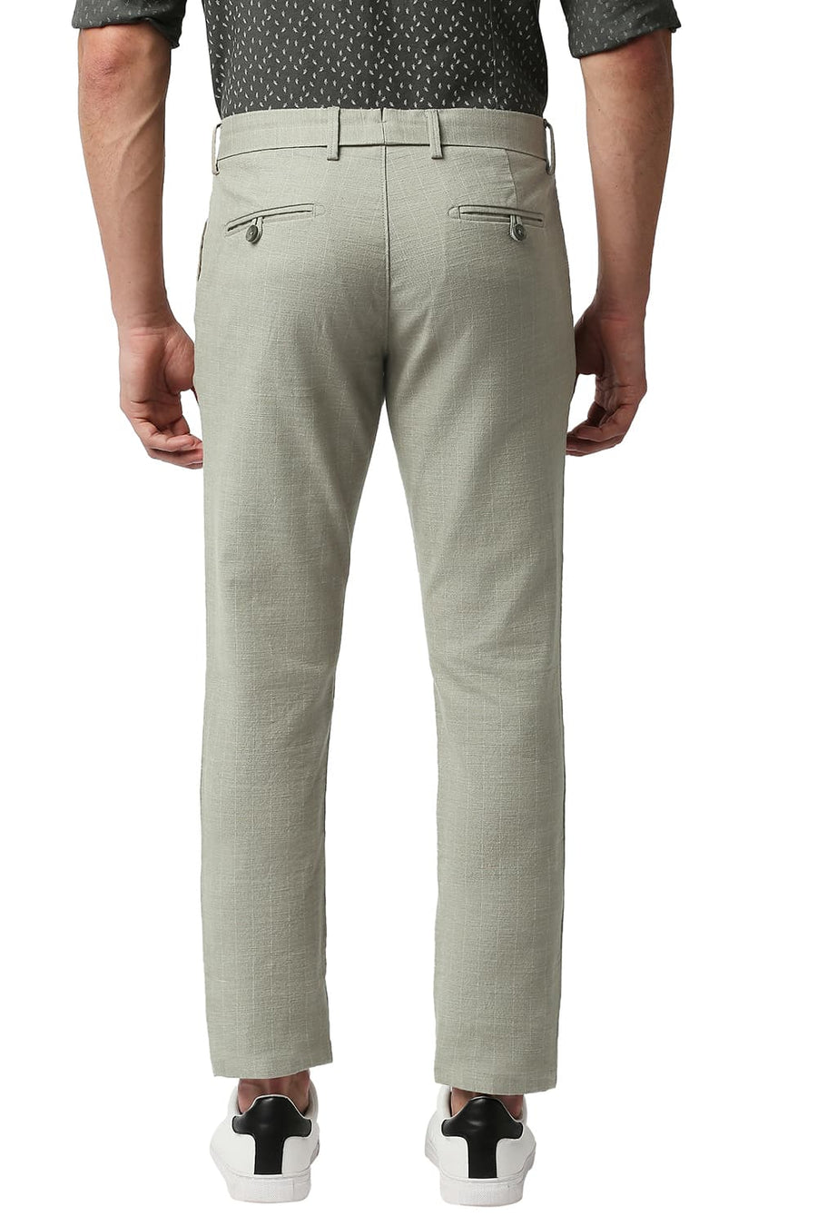 BASICS TAPERED FIT ELM GREEN STRETCH TROUSERS