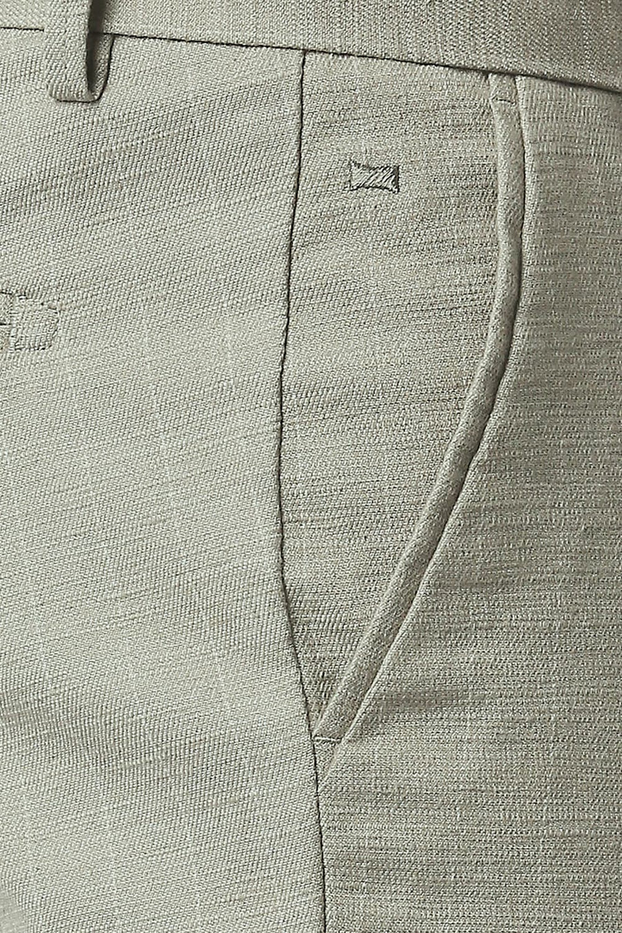 BASICS TAPERED FIT ELM GREEN STRETCH TROUSERS