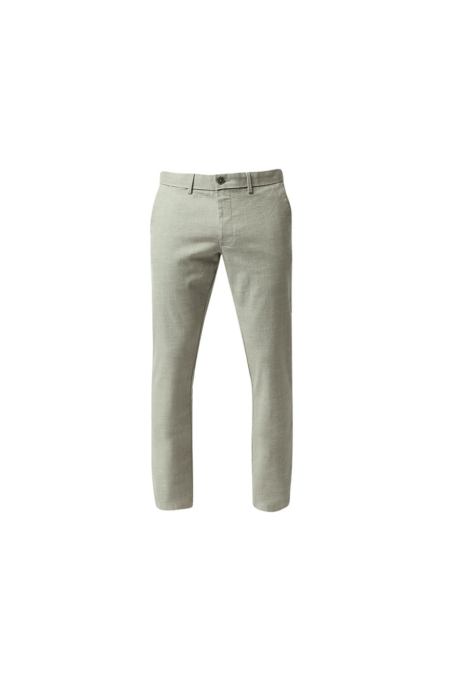 BASICS TAPERED FIT ELM GREEN STRETCH TROUSERS