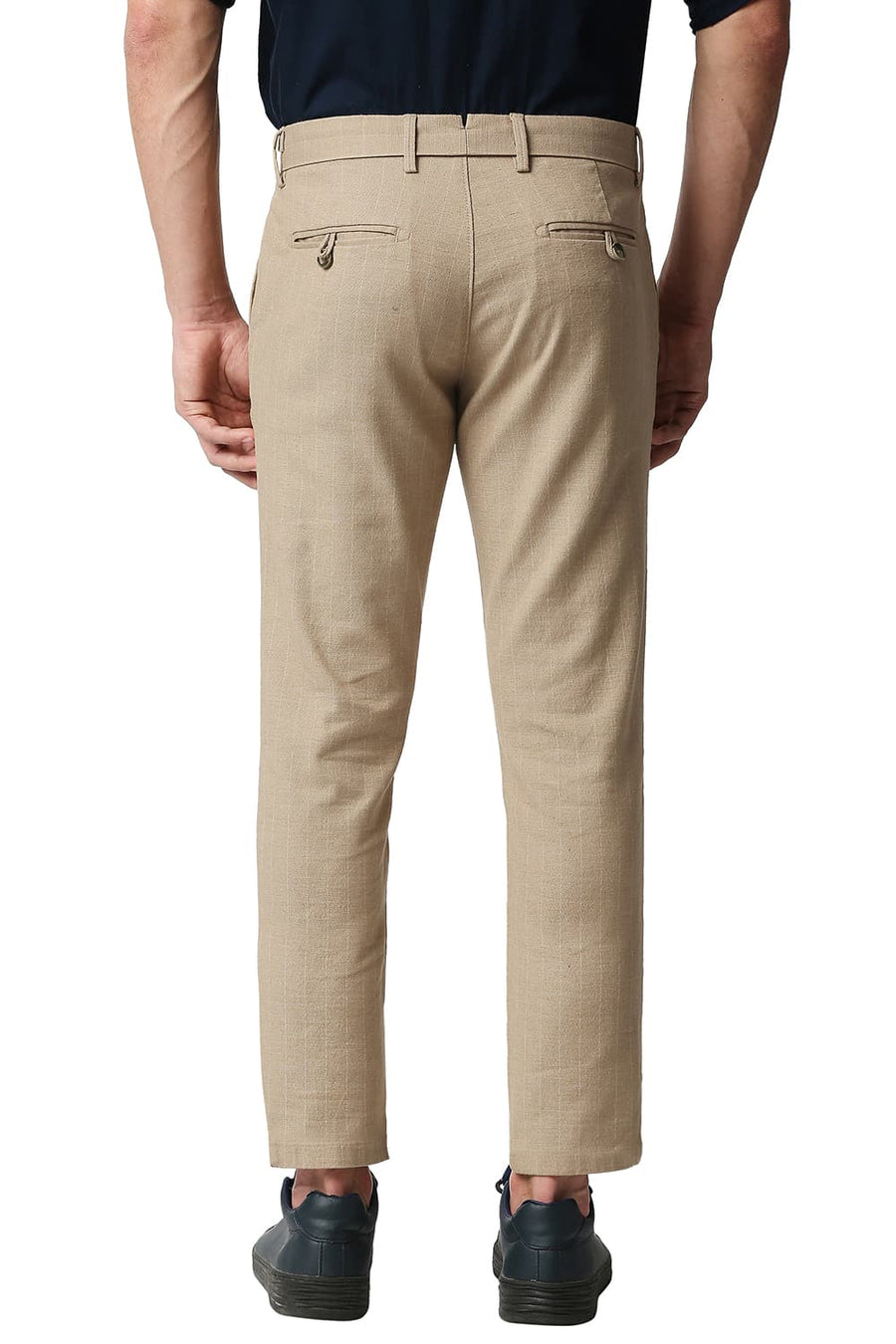 BASICS TAPERED FIT SAFARI KHAKHI STRETCH TROUSERS