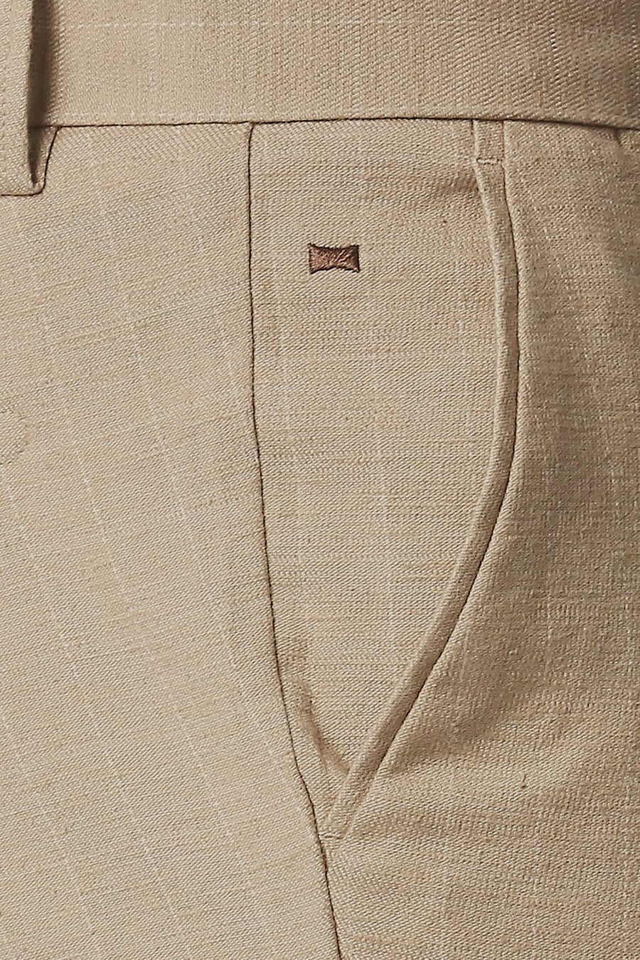 BASICS TAPERED FIT SAFARI KHAKHI STRETCH TROUSERS
