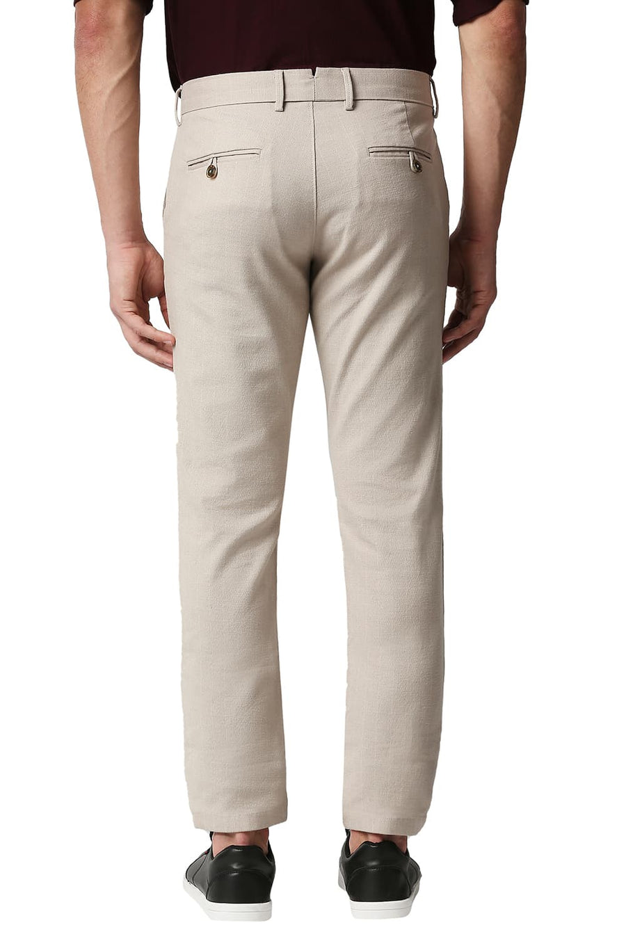 BASICS TAPERED FIT CASHMERE ECRU STRETCH TROUSERS