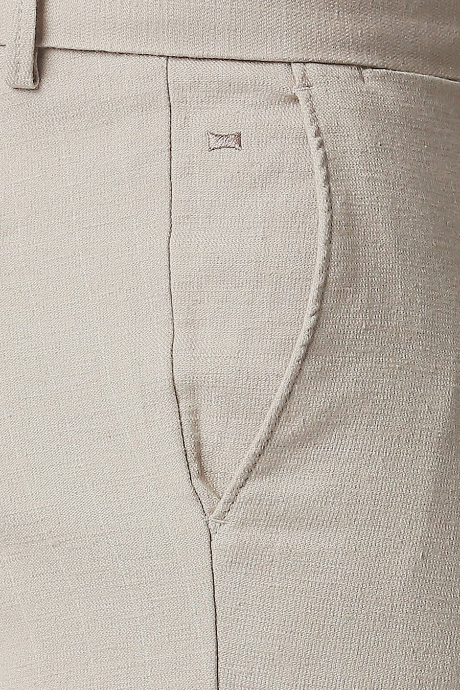 BASICS TAPERED FIT CASHMERE ECRU STRETCH TROUSERS